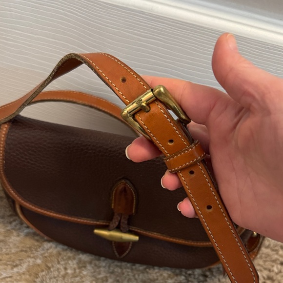 Dooney & Bourke Dark Brown Pebbled Leather Crossbody with Tan Trim VINTAGE - Picture 9 of 9